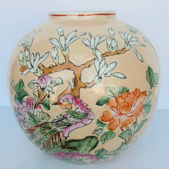 Antique Chinese Famille Rose Porcelain Phoenix Birds Ginger Jar vase - Picture 5 of 13